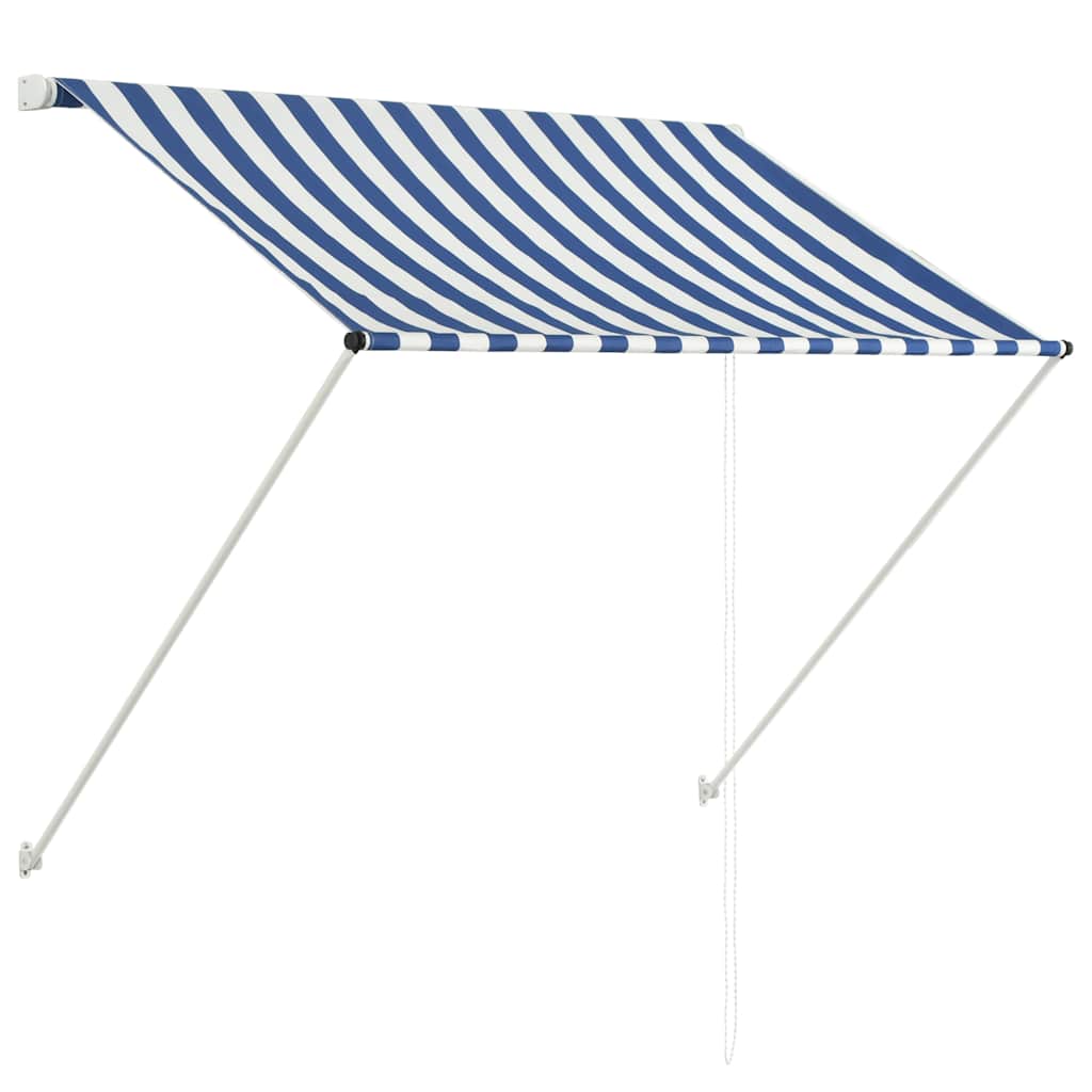 Uttrekkbar markise 150x150 cm blå og hvit