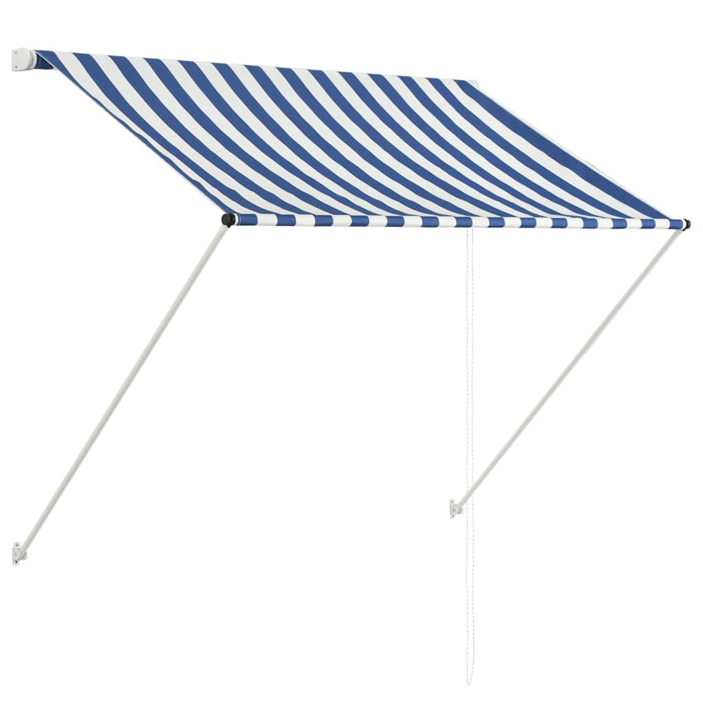 Uttrekkbar markise 150x150 cm blå og hvit vidaXL