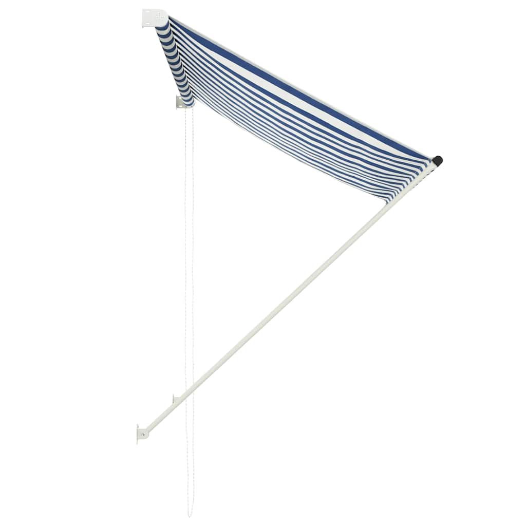 Uttrekkbar markise 150x150 cm blå og hvit vidaXL