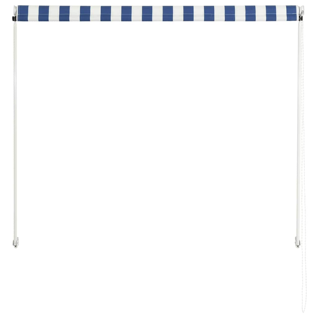 Uttrekkbar markise 150x150 cm blå og hvit vidaXL