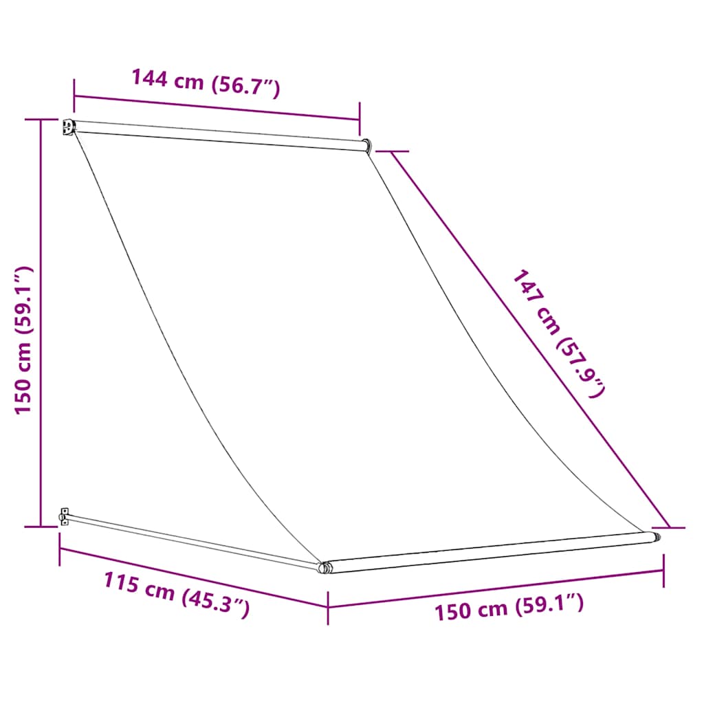 Uttrekkbar markise 150x150 cm blå og hvit vidaXL