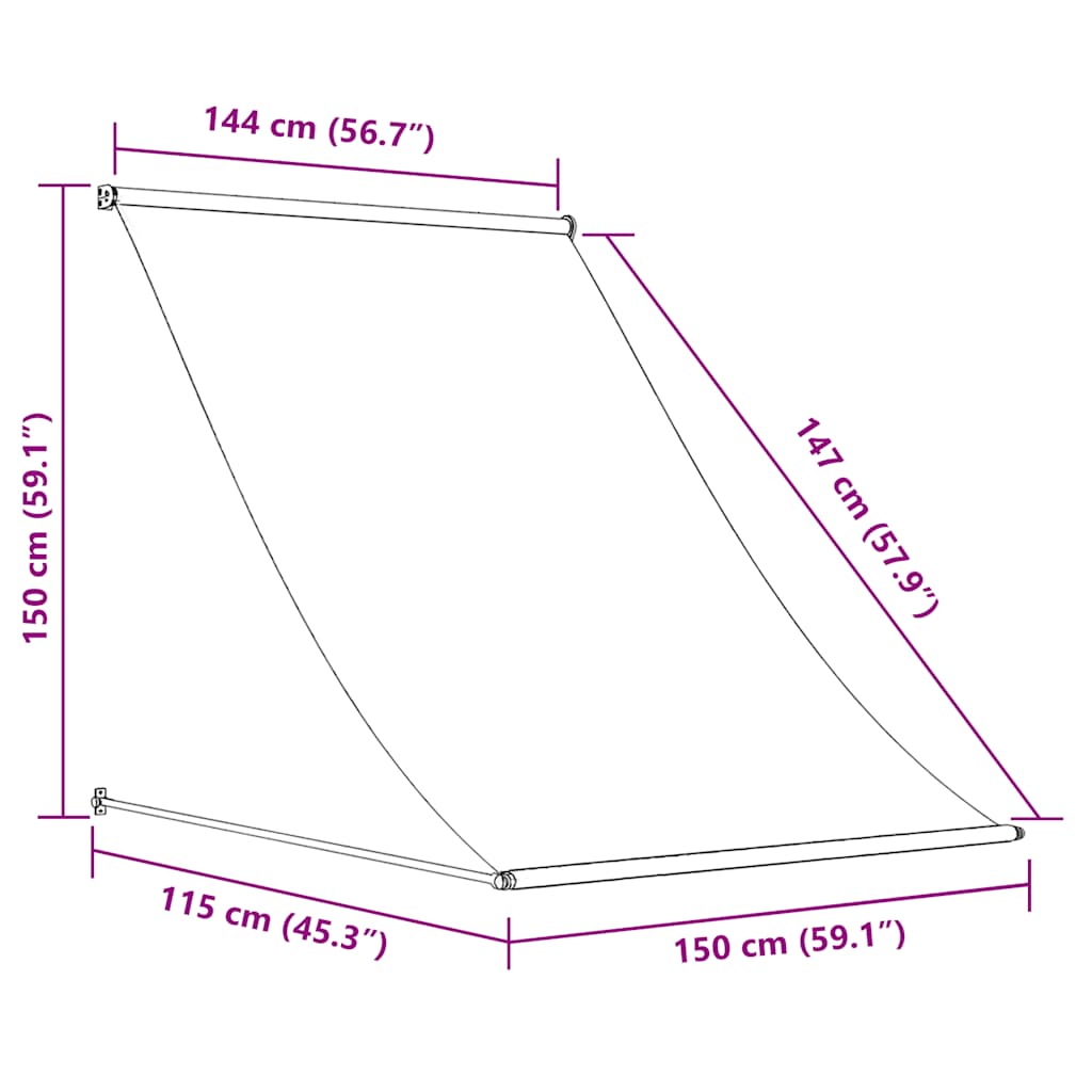 Uttrekkbar markise 150x150 cm gul og hvit vidaXL