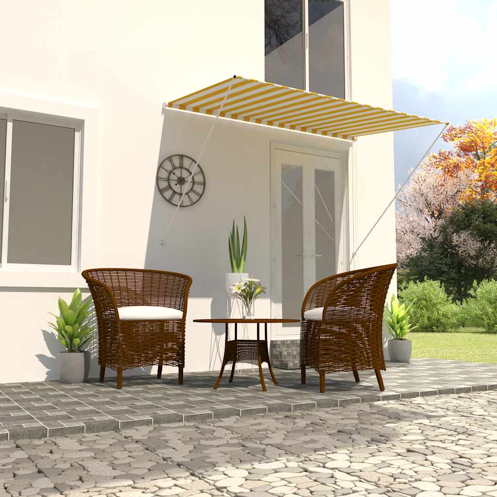 Uttrekkbar markise 200x150 cm gul og hvit vidaXL