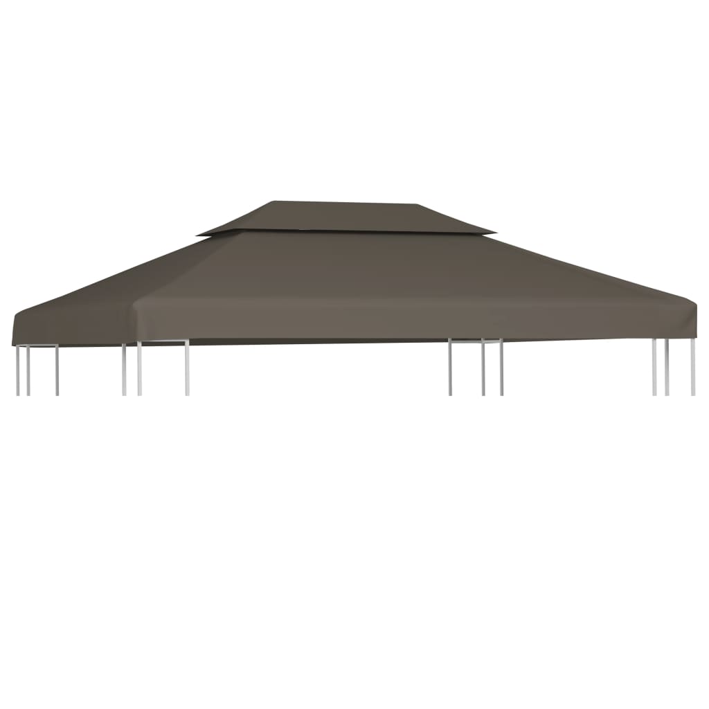 Dobbel toppduk til paviljong 310 g/m² 4x3 m gråbrun vidaXL