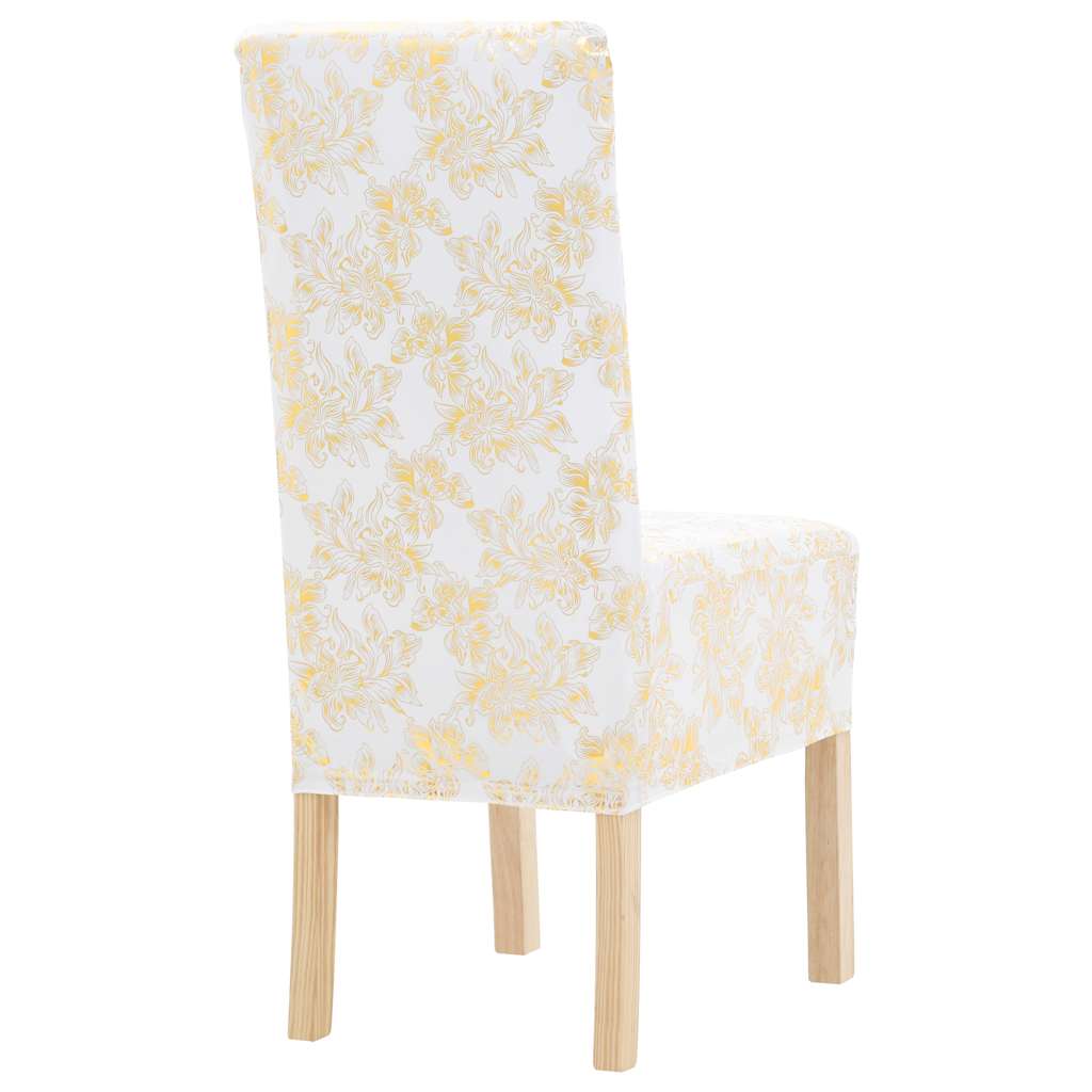 Stoltrekk stretch 6 stk hvit med gulldesign