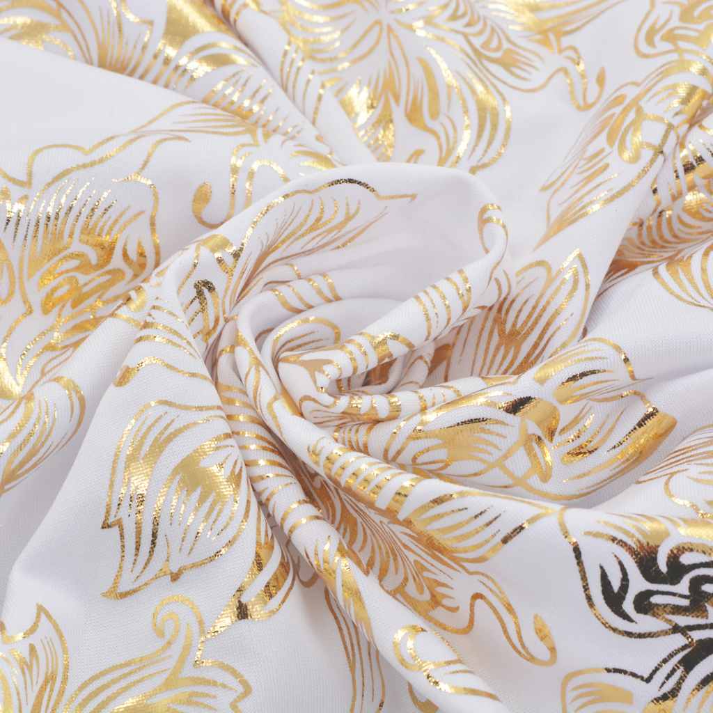 Stoltrekk stretch 6 stk hvit med gulldesign