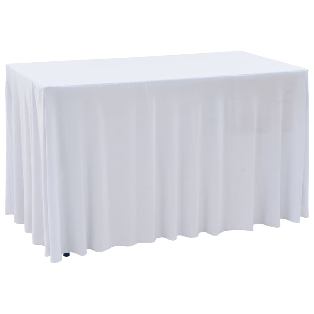 Elastisk bordduk med skjørt 2 stk 183x76x74 cm hvit