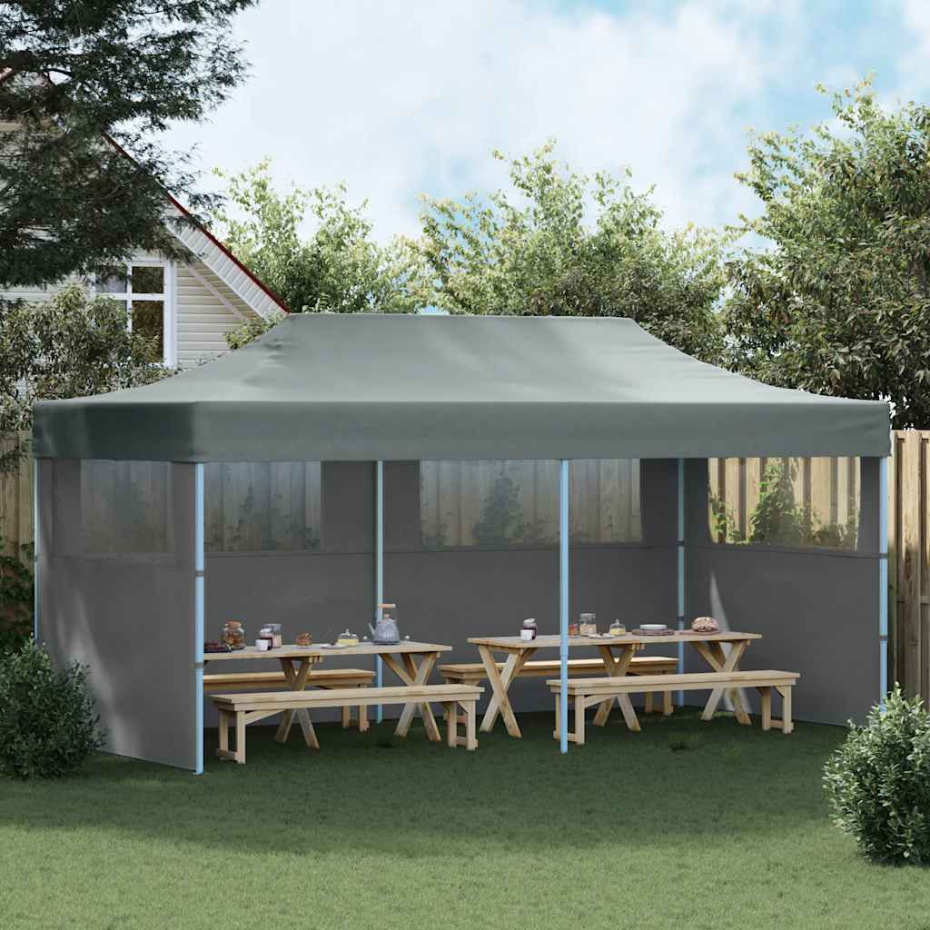 Foldbart popup festtelt med sidevegger 3x6 m antrasitt