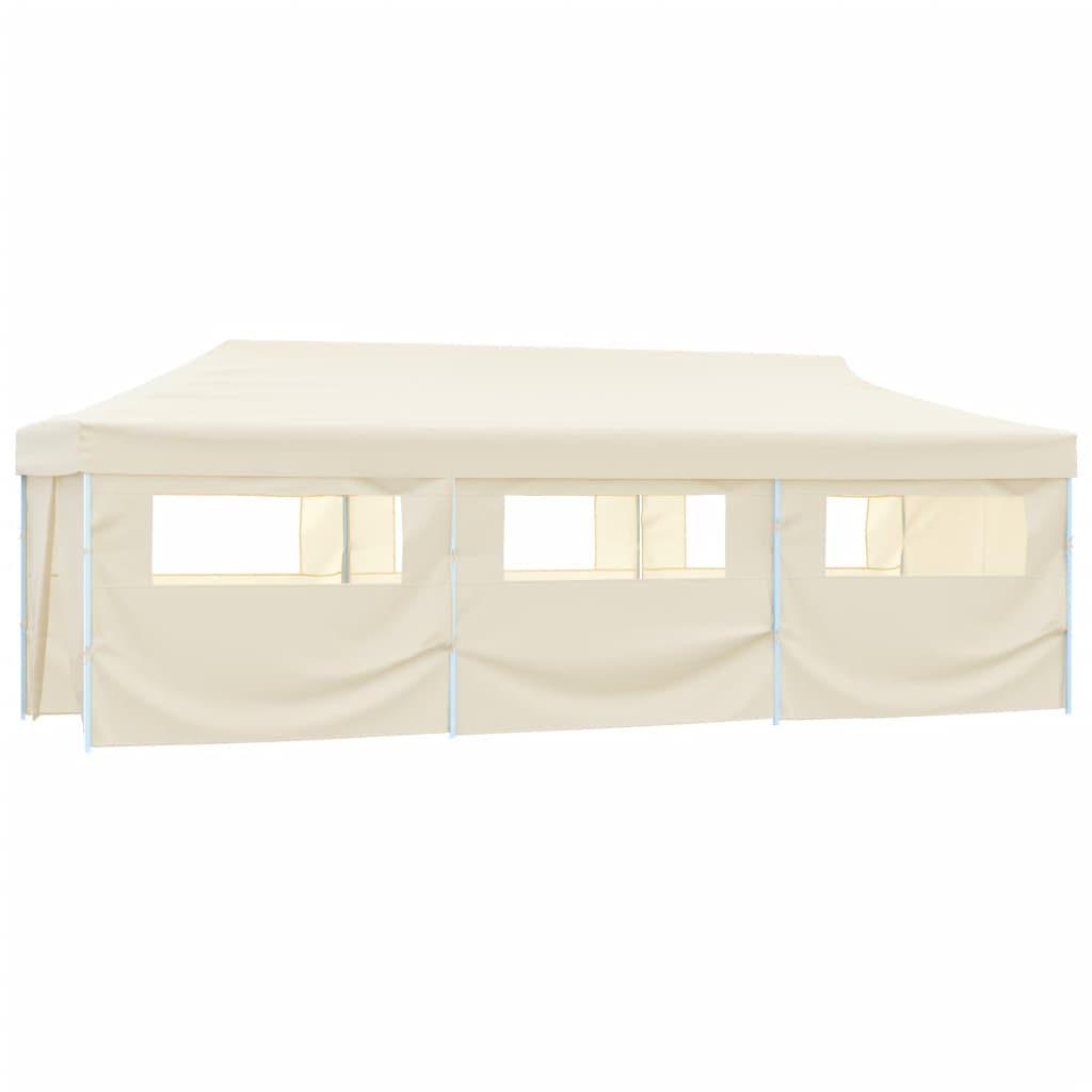Sammenleggbart festtelt popup med 8 sidevegger 870x291x315 cm kremhvit