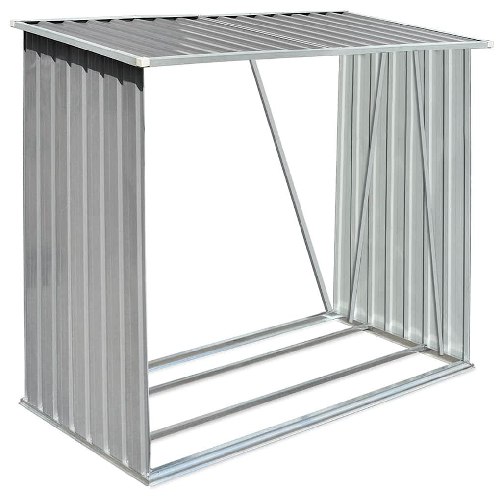 Vedskjul galvanisert stål 163x83x154 cm grå
