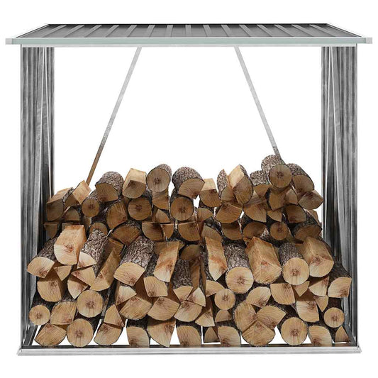 Vedskjul galvanisert stål 163x83x154 cm grå