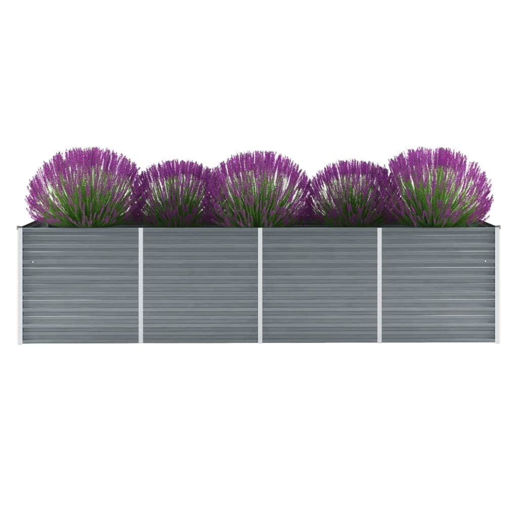 Høybed galvanisert stål 320x80x77 cm grå