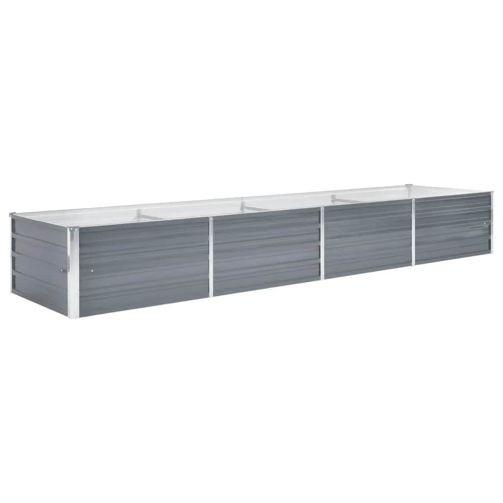 Høybed galvanisert stål 320x80x45 cm grå vidaXL
