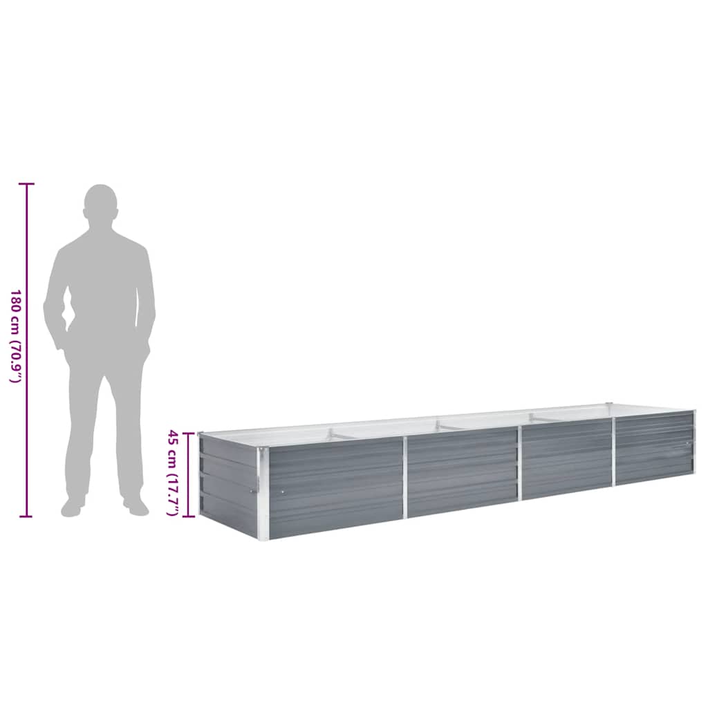 Høybed galvanisert stål 320x80x45 cm grå vidaXL