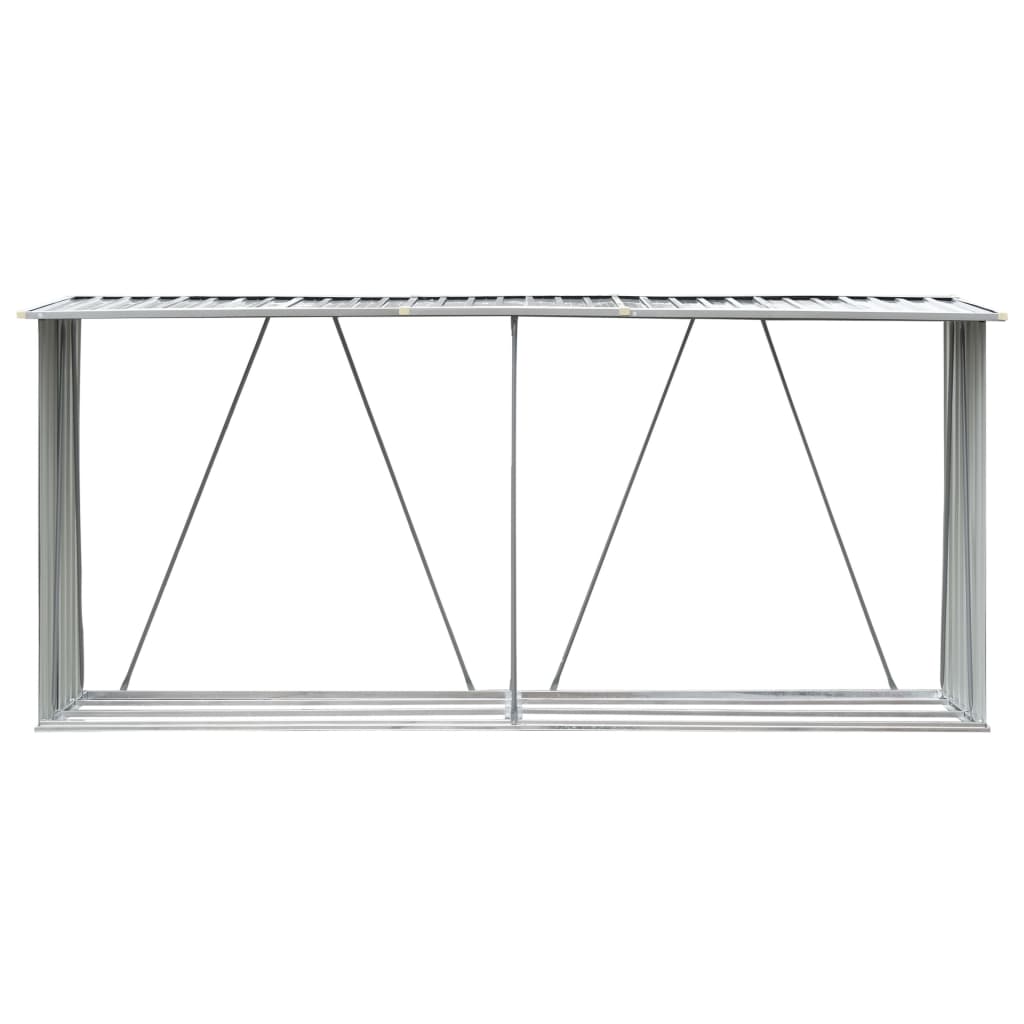 Vedskjul galvanisert stål 330x84x152 cm grå