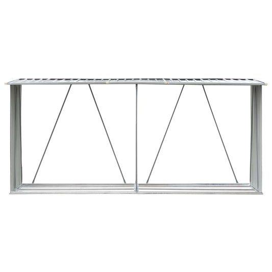Vedskjul galvanisert stål 330x84x152 cm grå