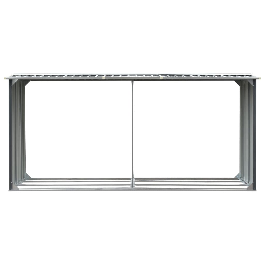 Vedskjul galvanisert stål 330x92x153 cm grå