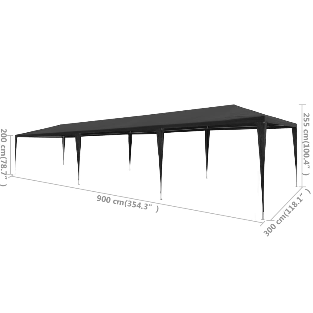 Festtelt PE 3x9 m antrasitt