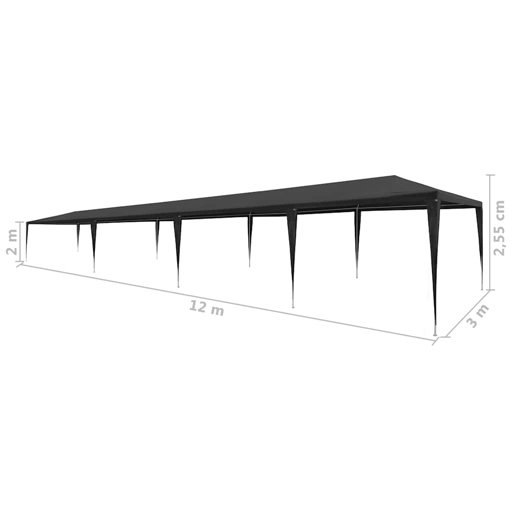 Festtelt PE 3x12 m antrasitt