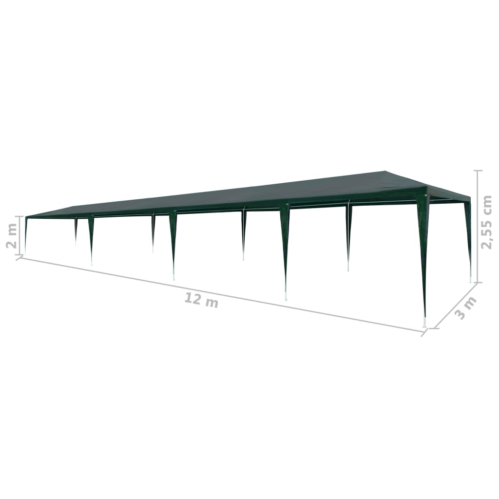 Festtelt PE 3x12 m grønn