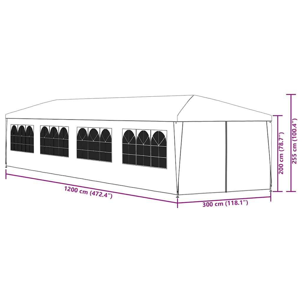 Festtelt 3x12 m antrasitt
