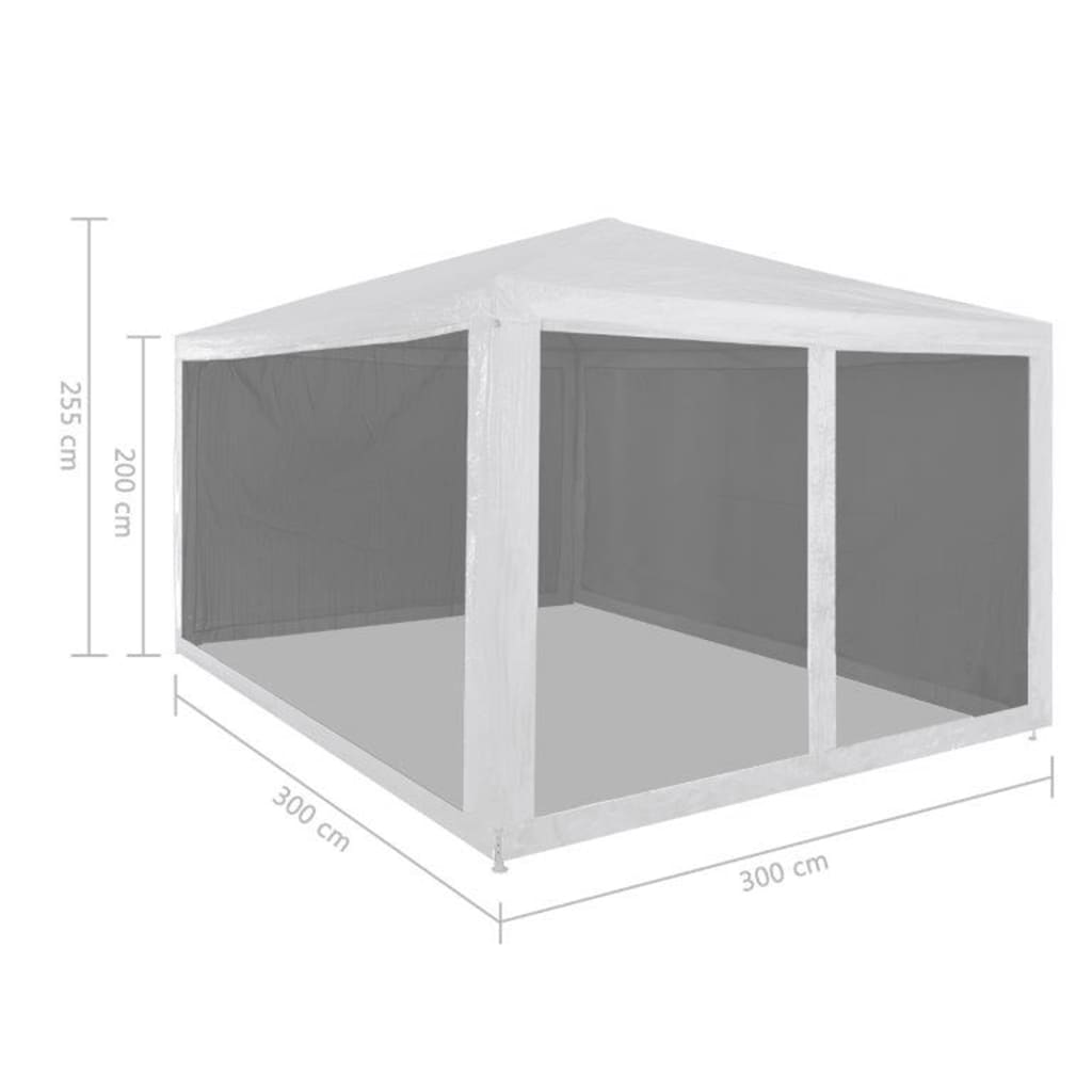 Festtelt med 4 sidevegger av netting 3x3 m vidaXL