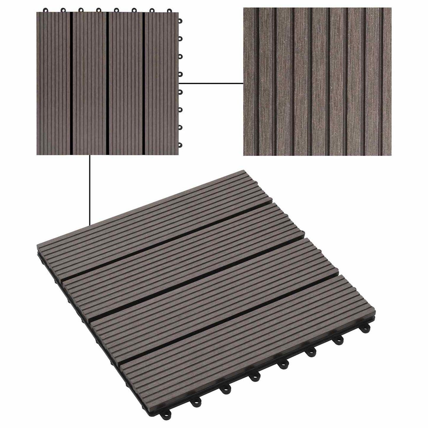 Terrasseflis 11 pcs Mørk brun 30 x 30 cm WPC