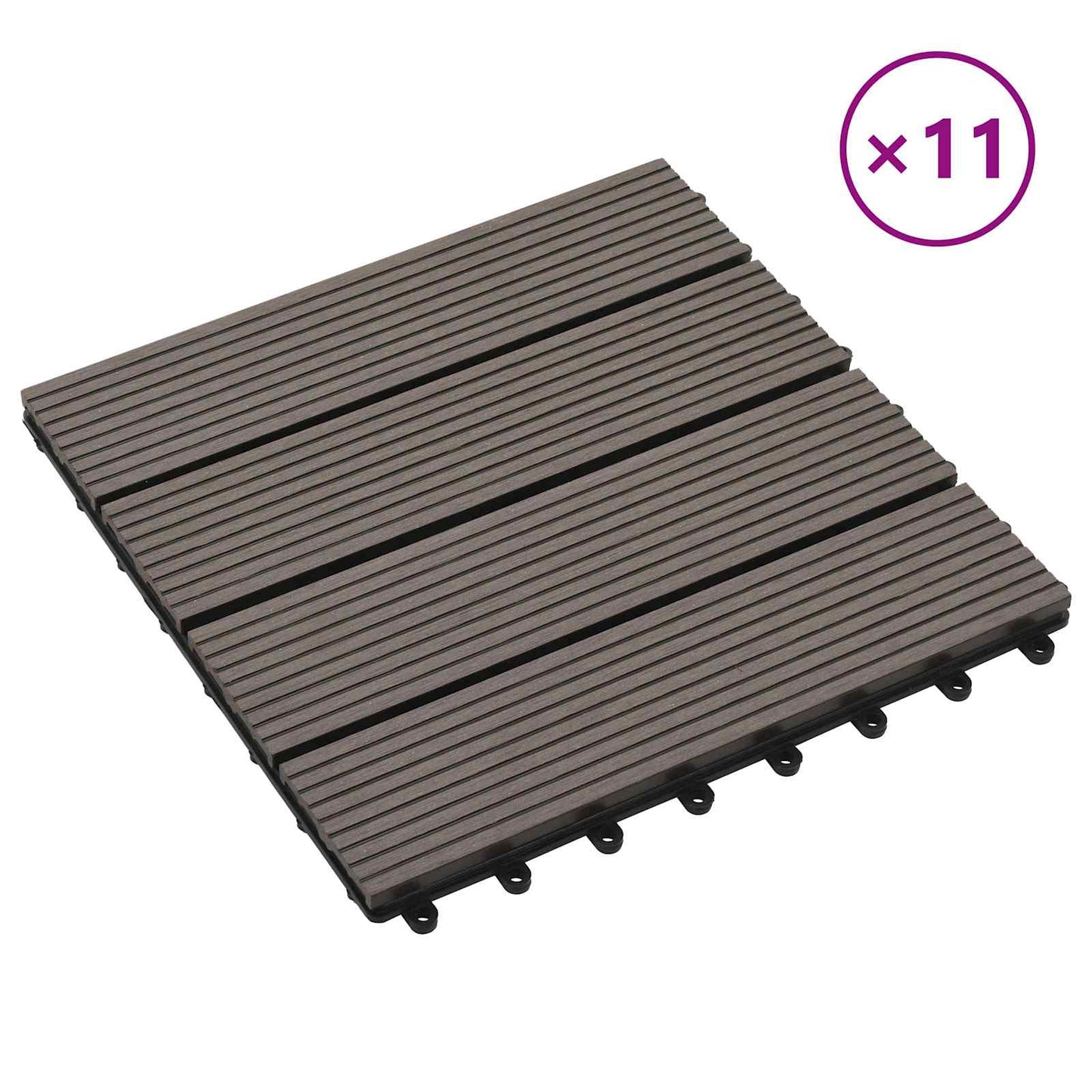Terrasseflis 11 pcs Mørk brun 30 x 30 cm WPC