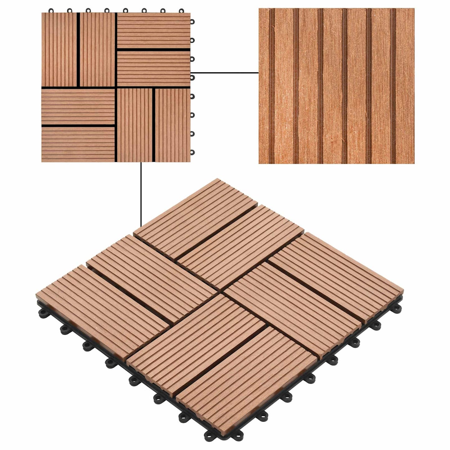 Terrasseflis 11 pcs Brun 30 x 30 cm WPC