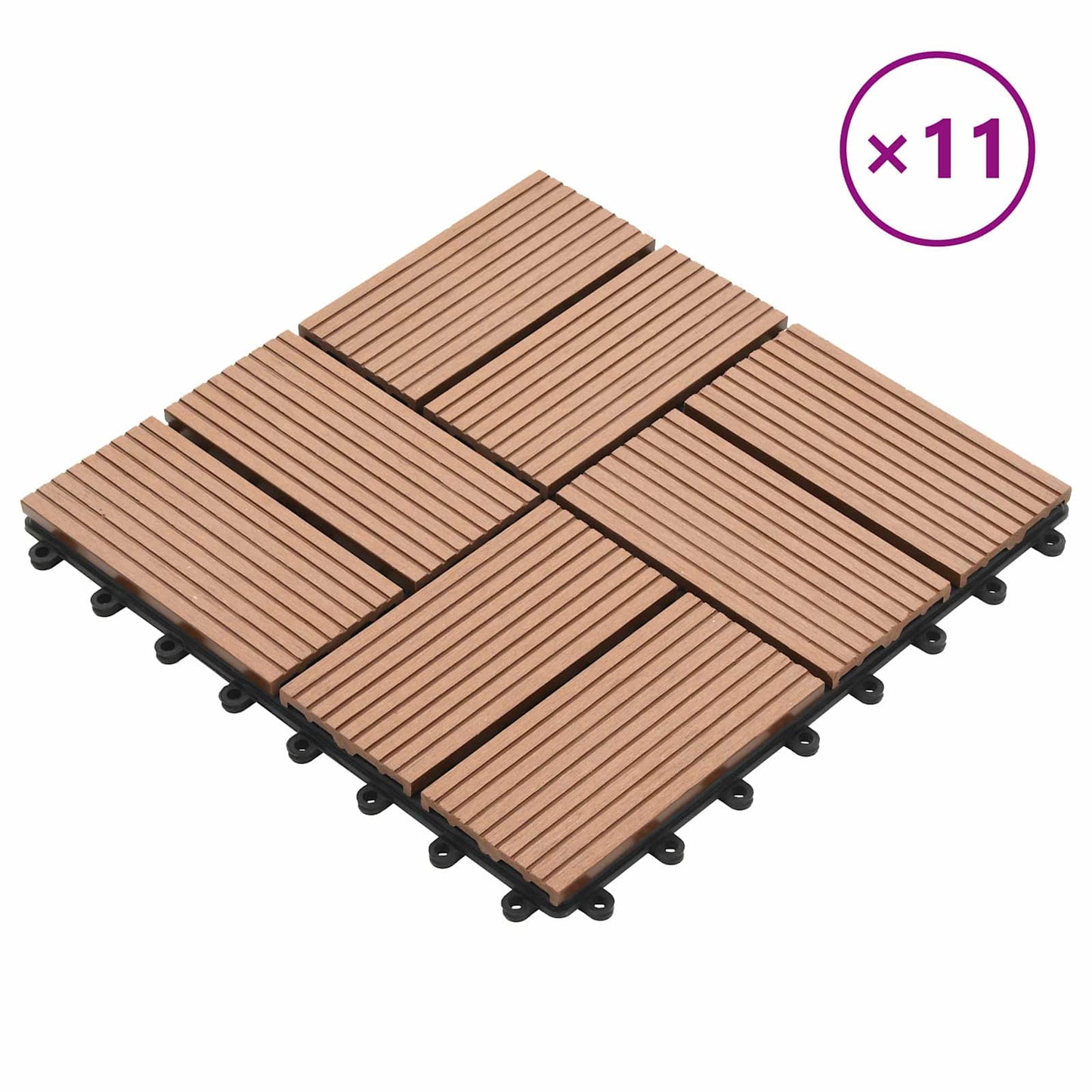 Terrasseflis 11 pcs Brun 30 x 30 cm WPC