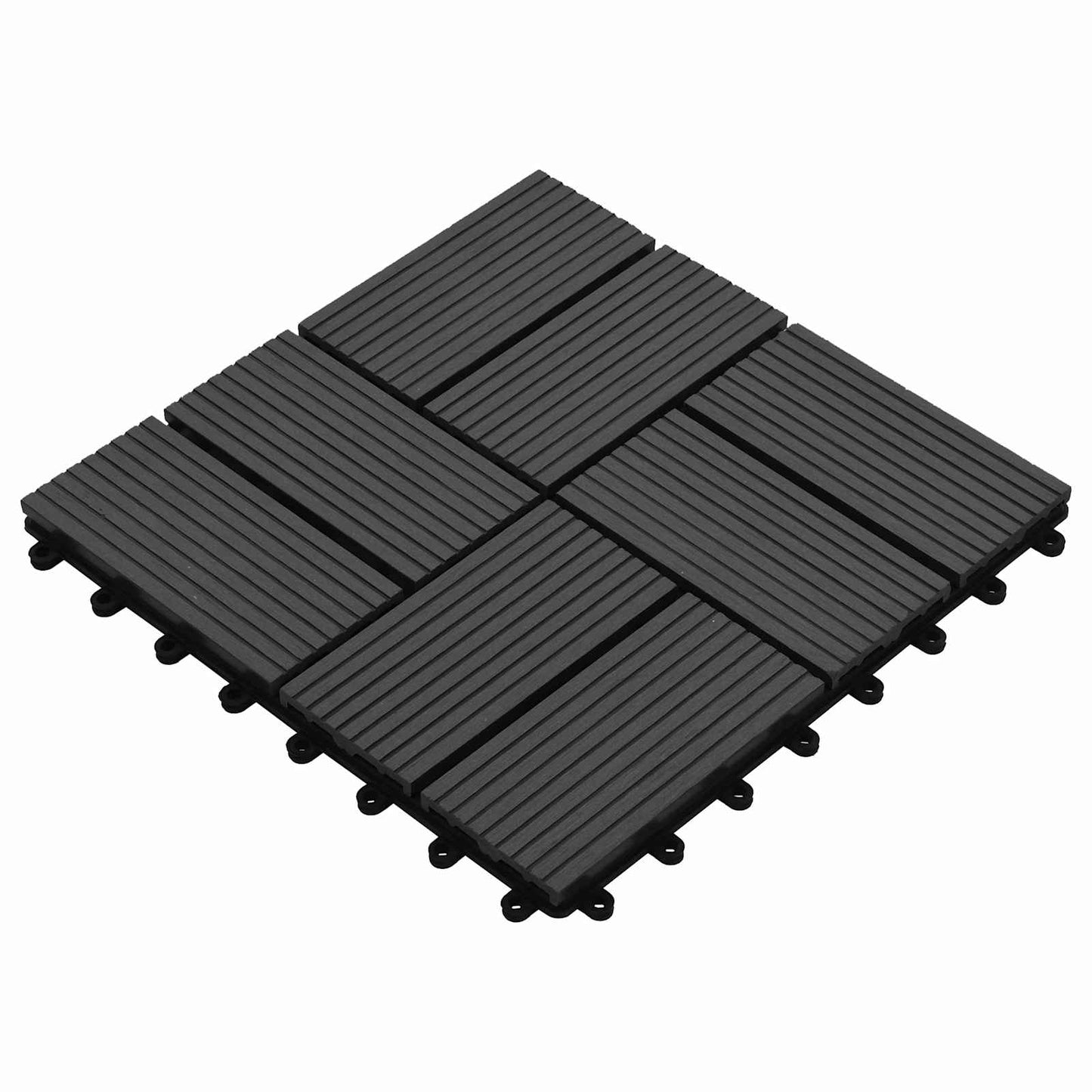 Terrasseflis 11 pcs Svart 30 x 30 cm WPC