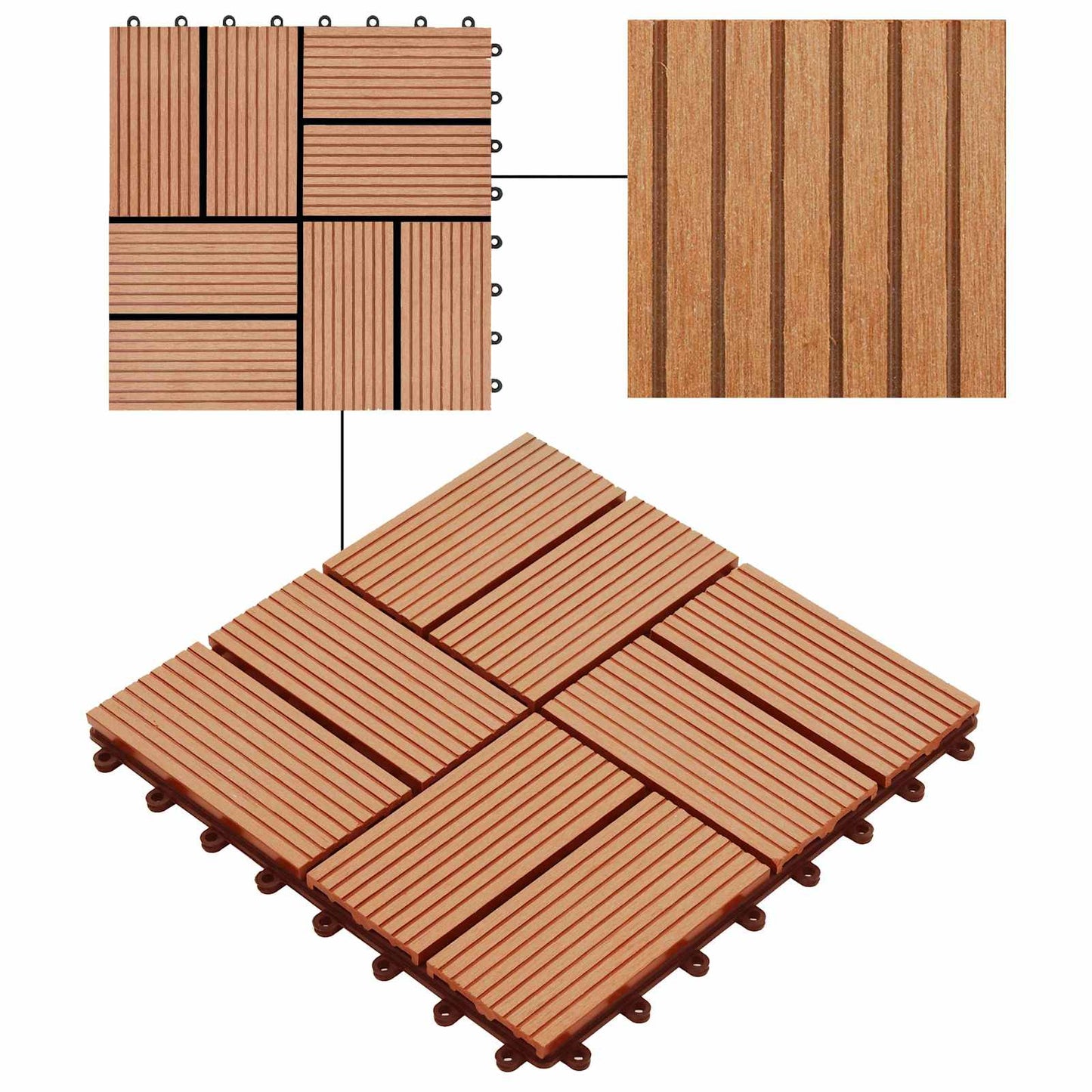 Terrasseflis 11 pcs teak 30 x 30 cm WPC