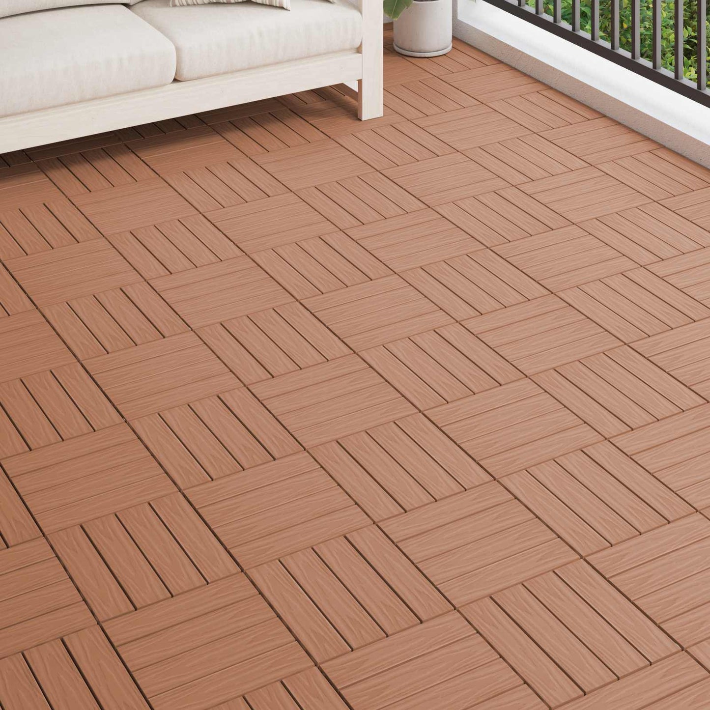 Terrasseflis 3D-design 11 pcs Lys Brun 30 x 30 cm WPC