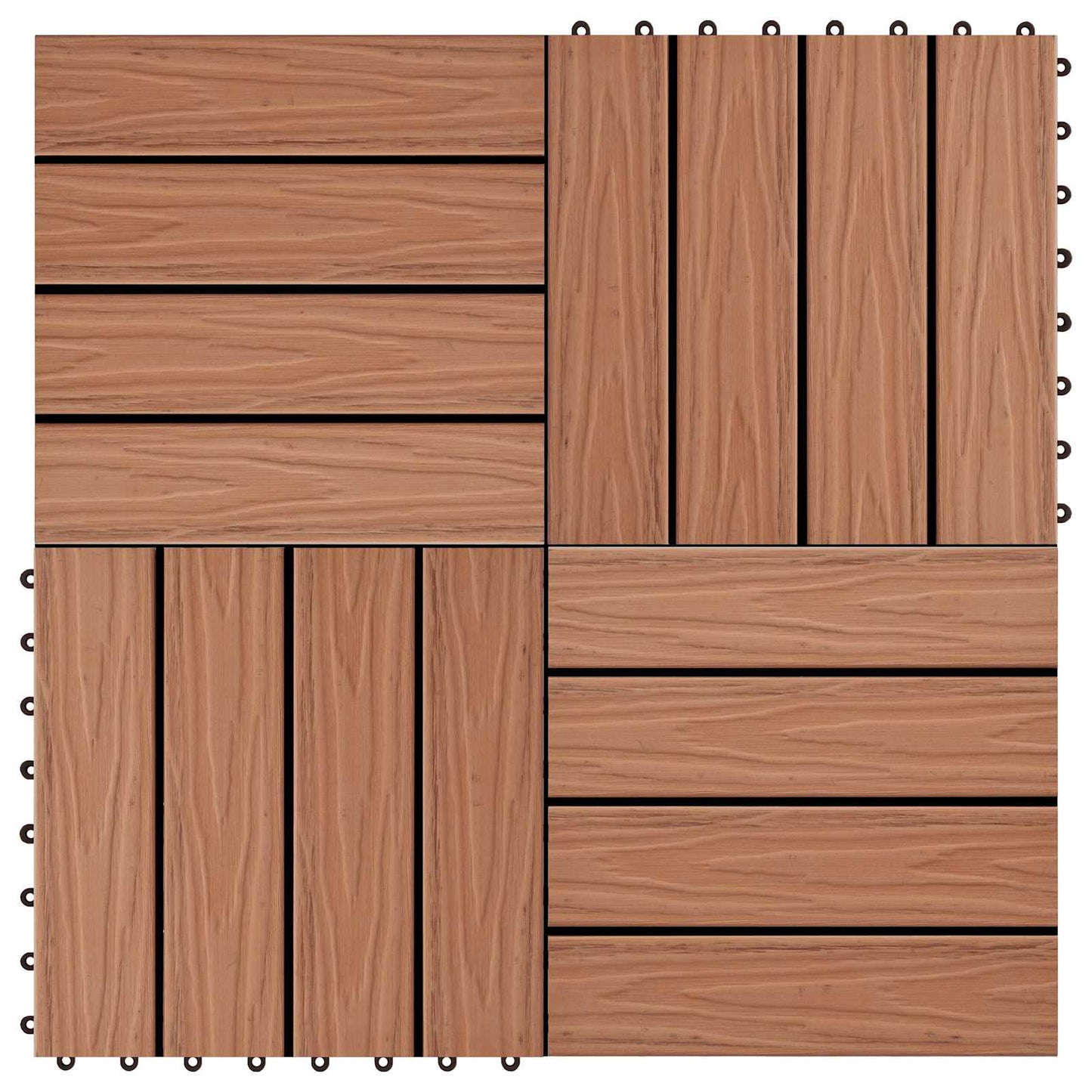 Terrasseflis 3D-design 11 pcs Lys Brun 30 x 30 cm WPC