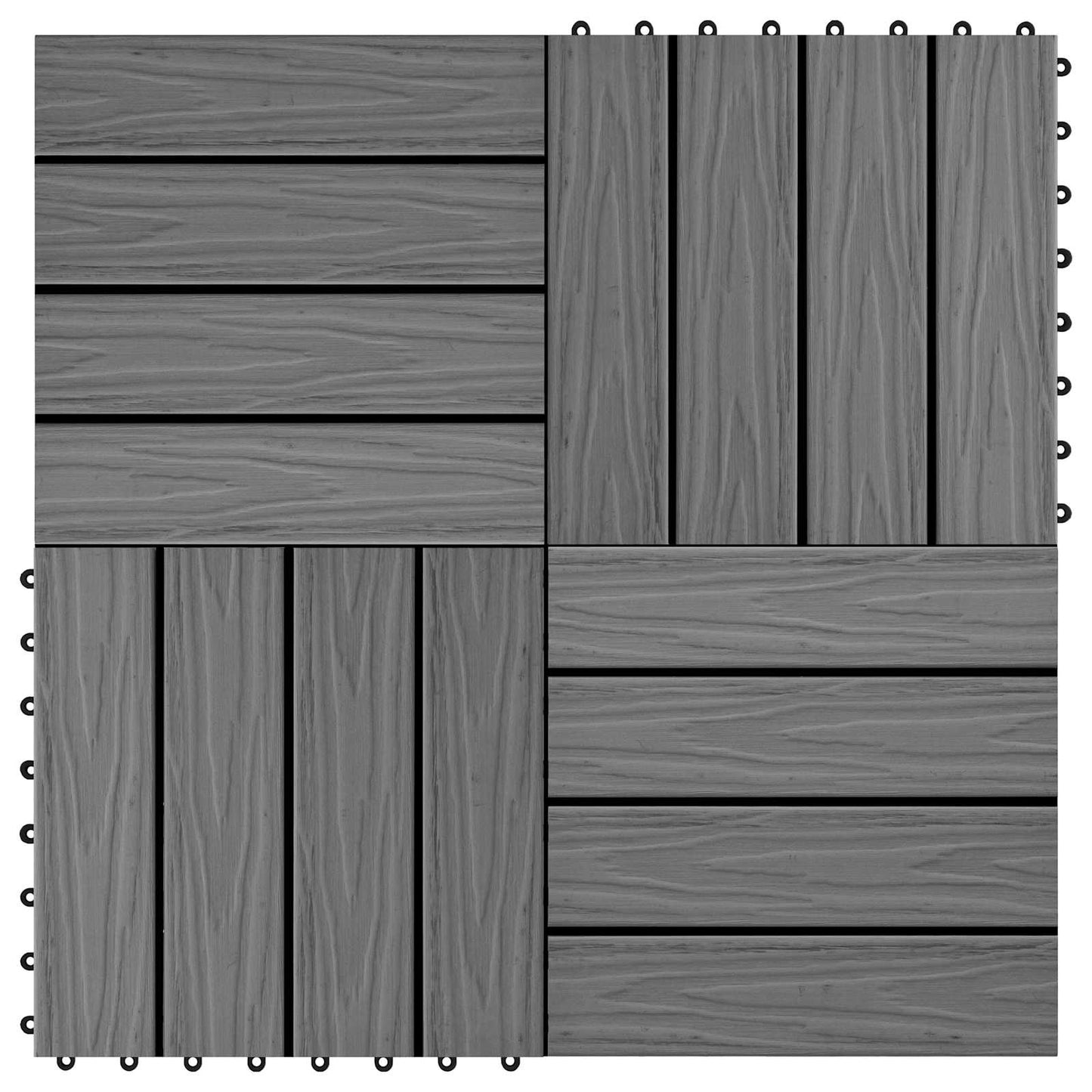 Terrasseflis 3D-design 11 pcs Grå 30 x 30 cm WPC