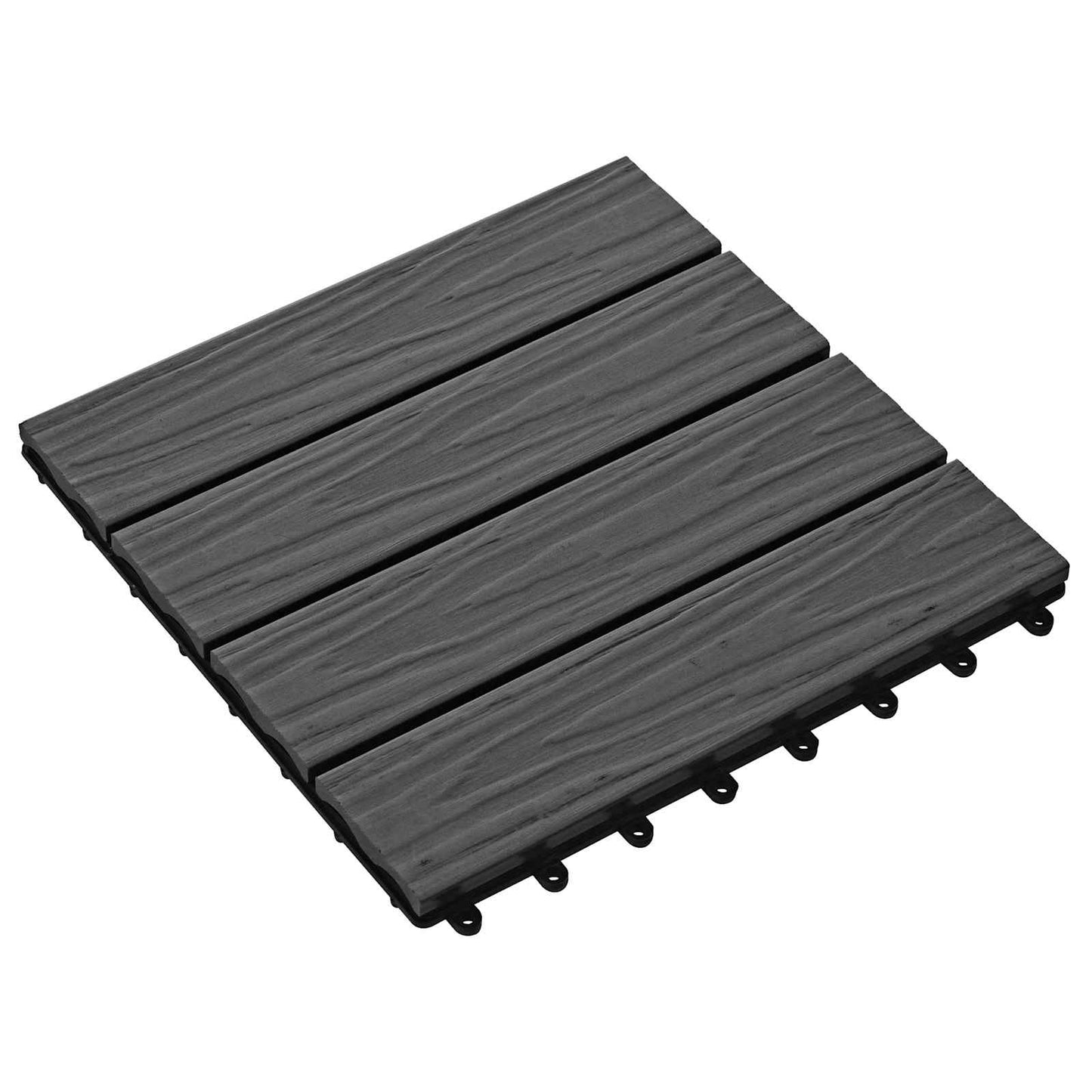 Terrasseflis 3D-design 11 pcs Svart 30 x 30 cm WPC