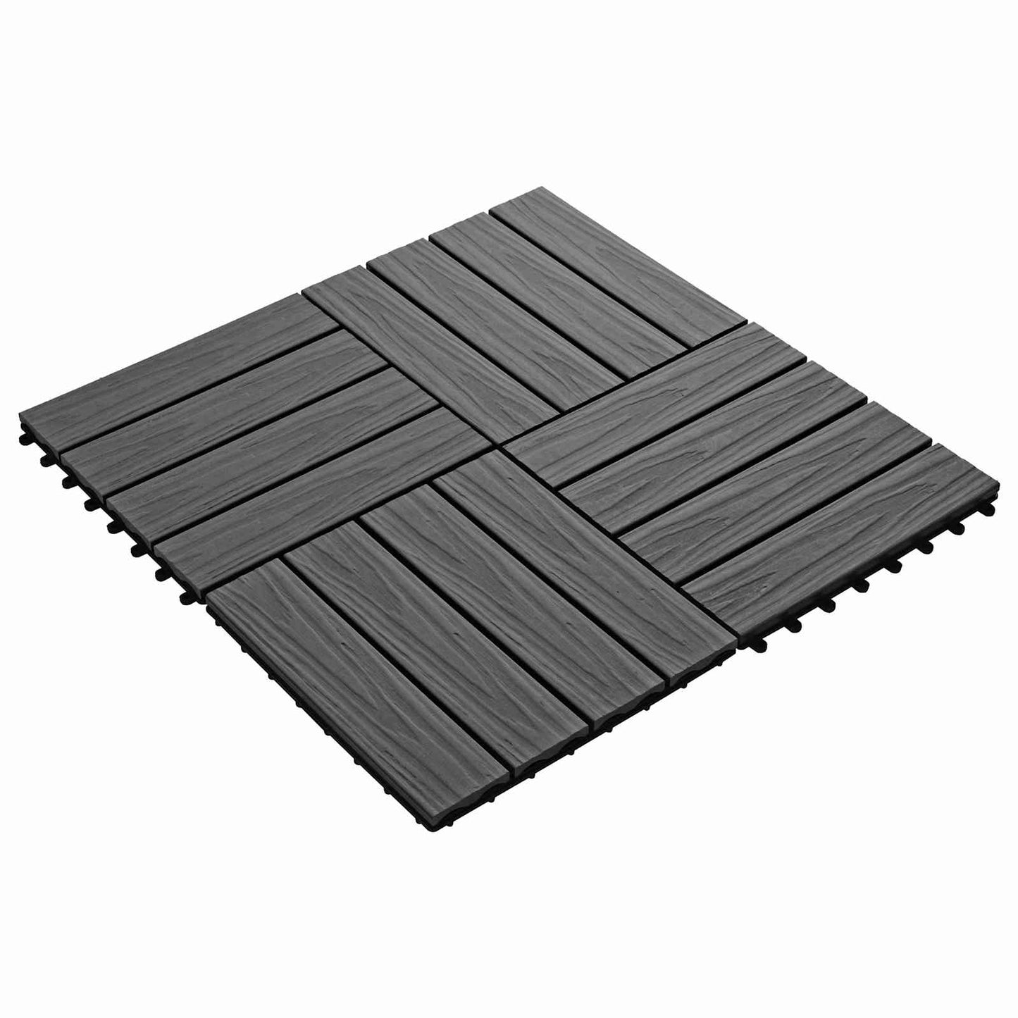 Terrasseflis 3D-design 11 pcs Svart 30 x 30 cm WPC