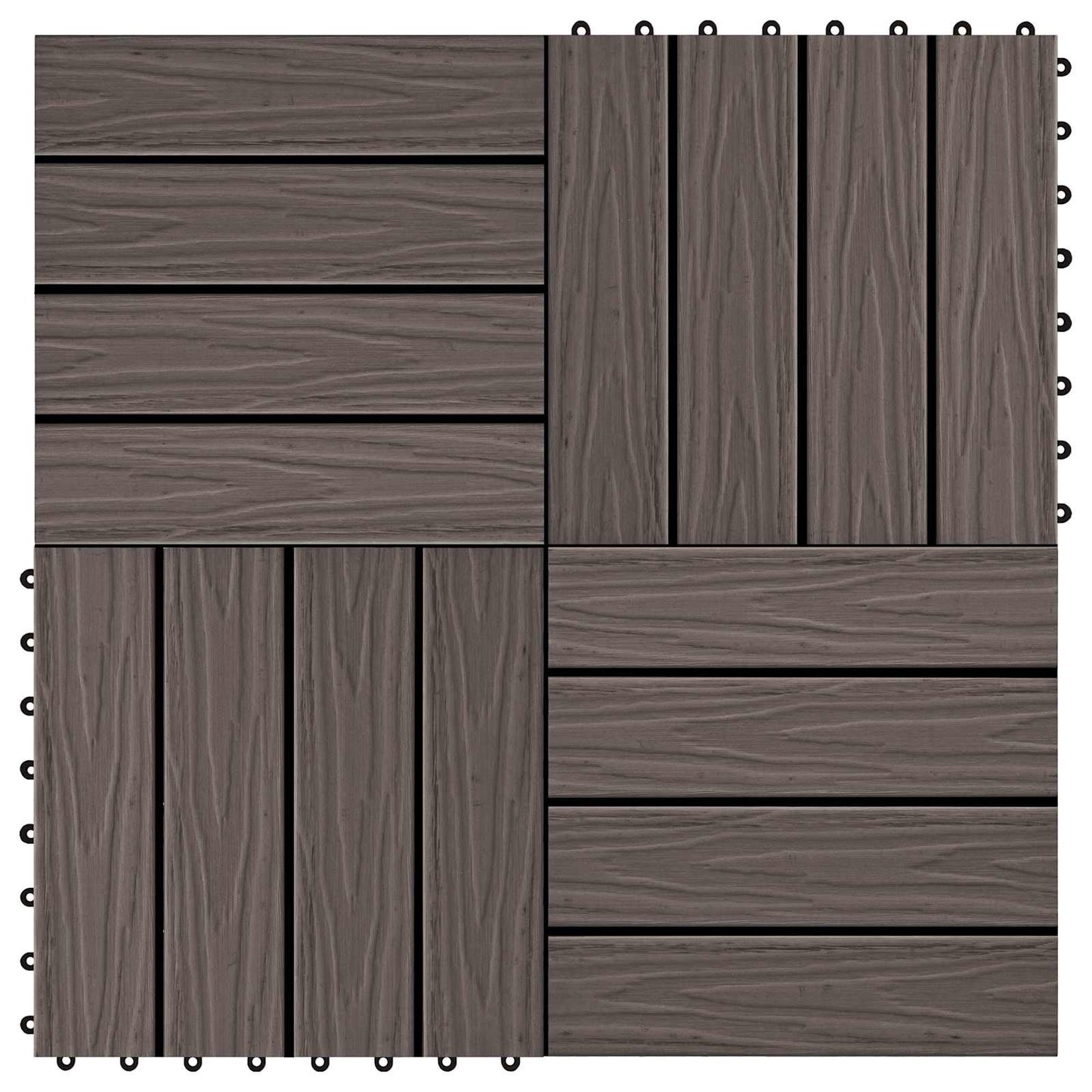 Terrasseflis 3D-design 11 stk. Mørk brun 30 x 30 cm WPC