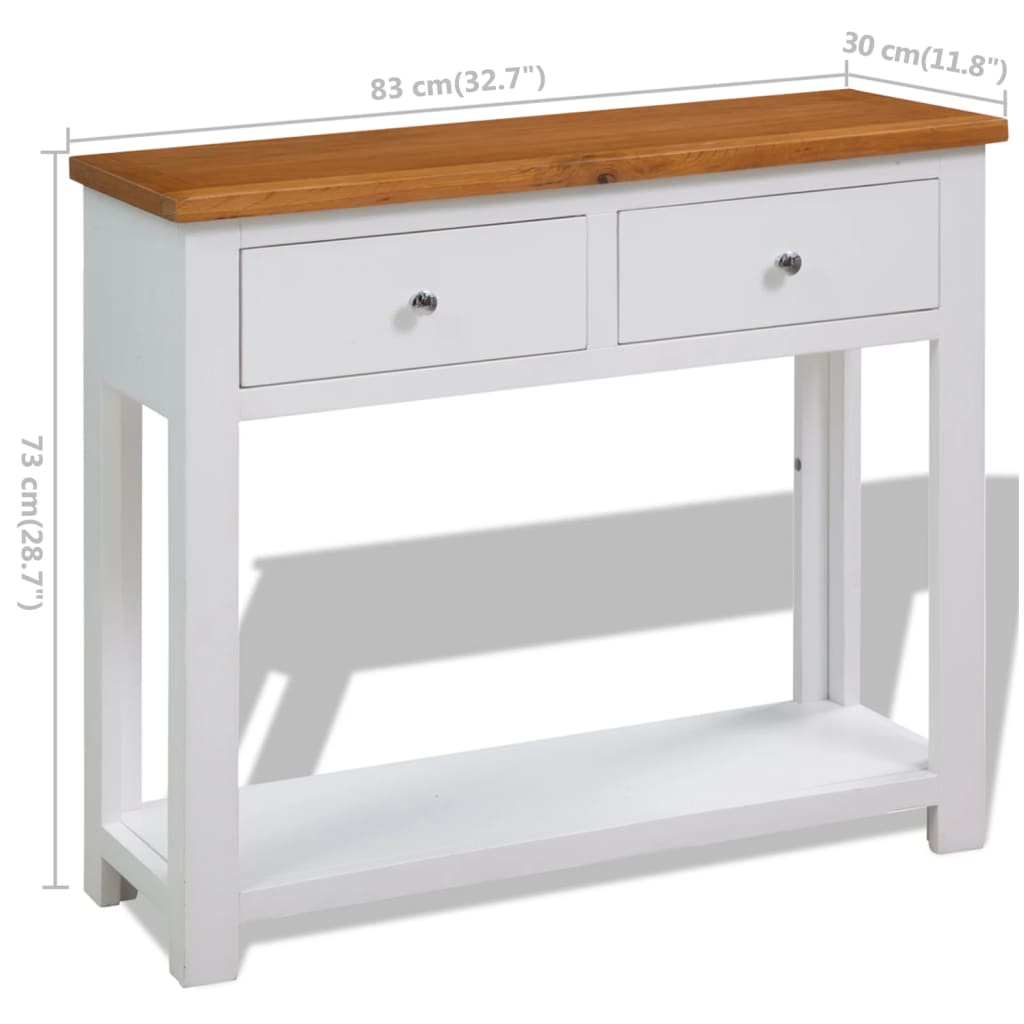 Konsollbord 83x30x73 cm heltre eik