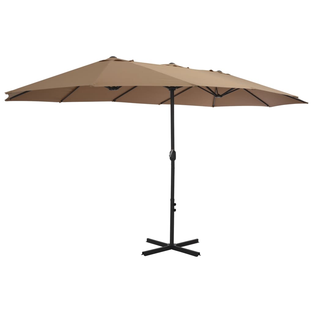 Parasol med aluminiumsstang 460x270 cm gråbrun
