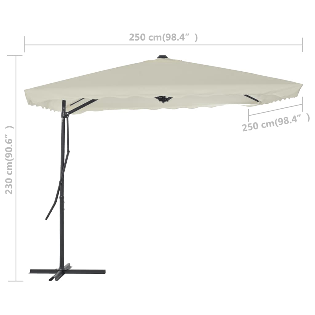 Parasoll med stålstang 250x250 cm sand vidaXL