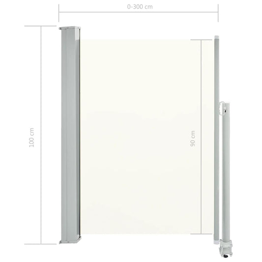 Uttrekkbar sidemarkise 100 x 300 cm kremhvit