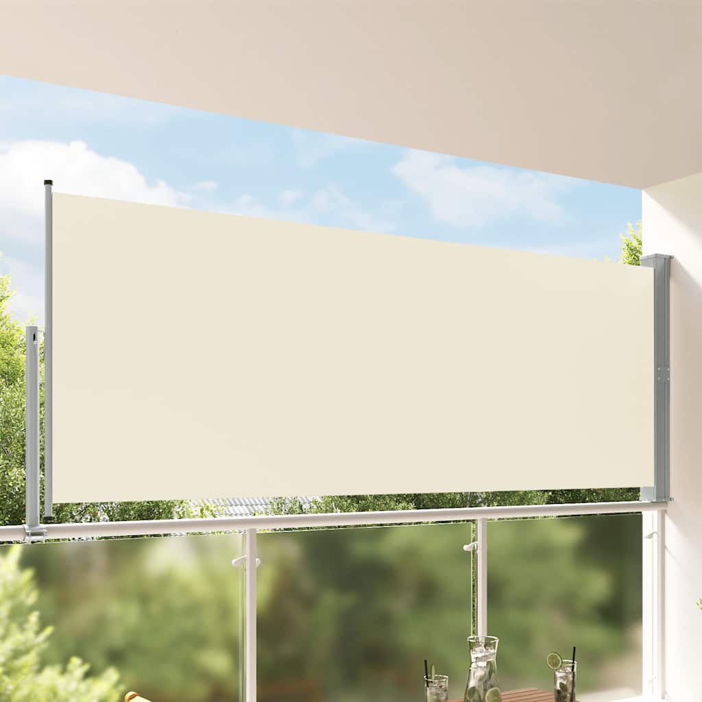 Uttrekkbar sidemarkise 140 x 300 cm kremhvit vidaXL