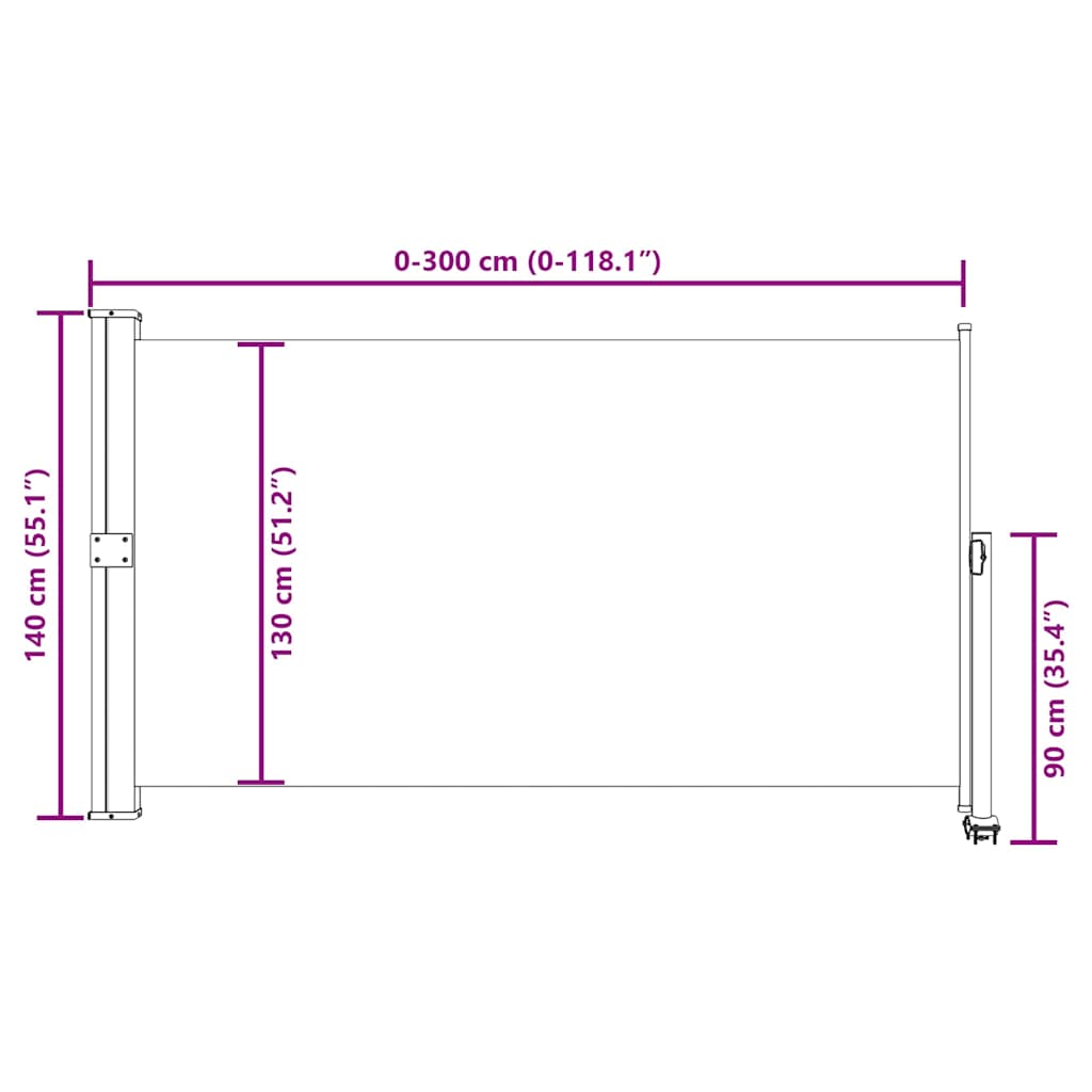Uttrekkbar sidemarkise 140x300 cm grå vidaXL