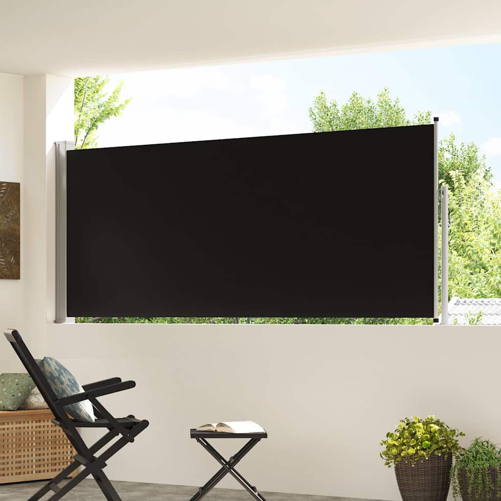 Uttrekkbar sidemarkise 117x314 cm svart