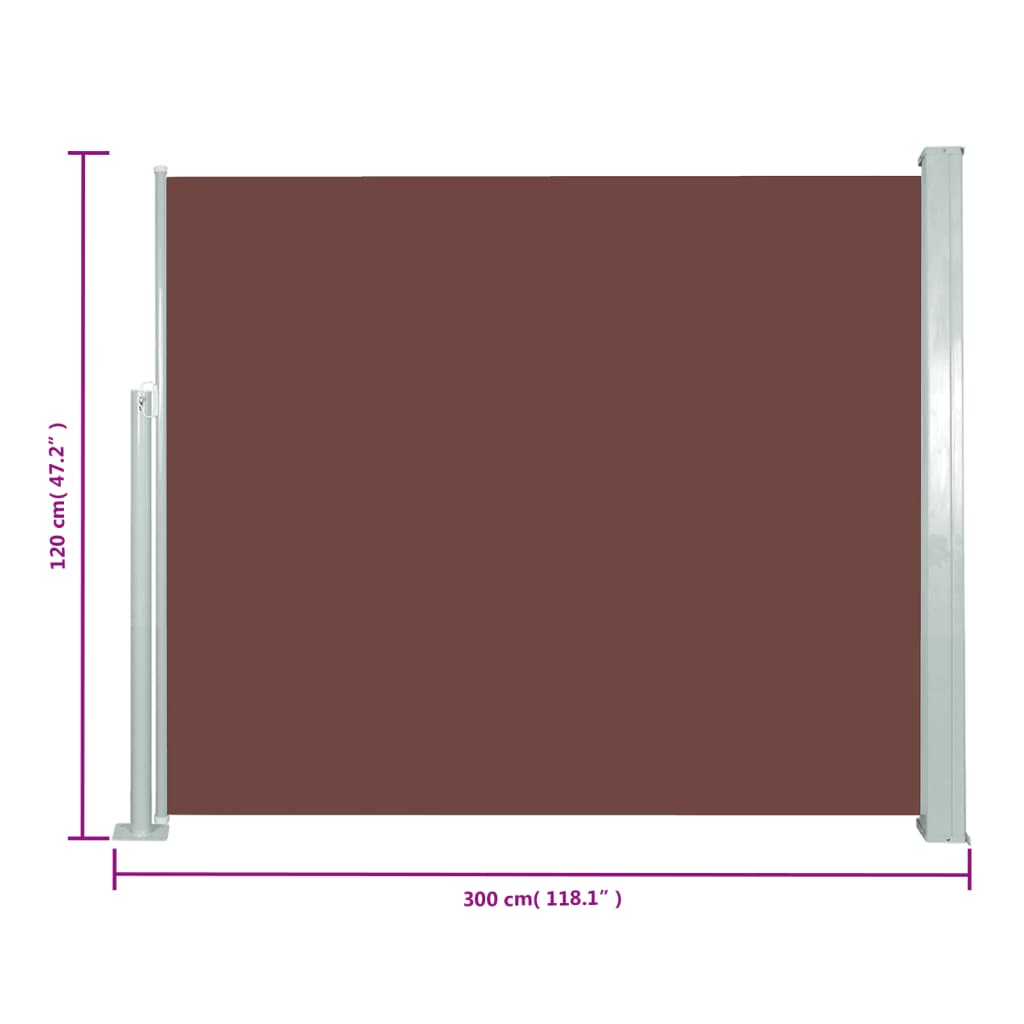 Uttrekkbar sidemarkise 120 x 300 cm brun