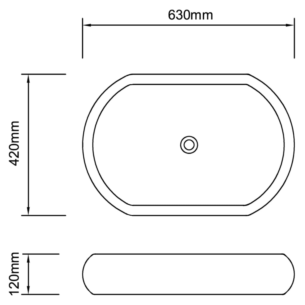 Baderomsvask med kran keramisk oval hvit