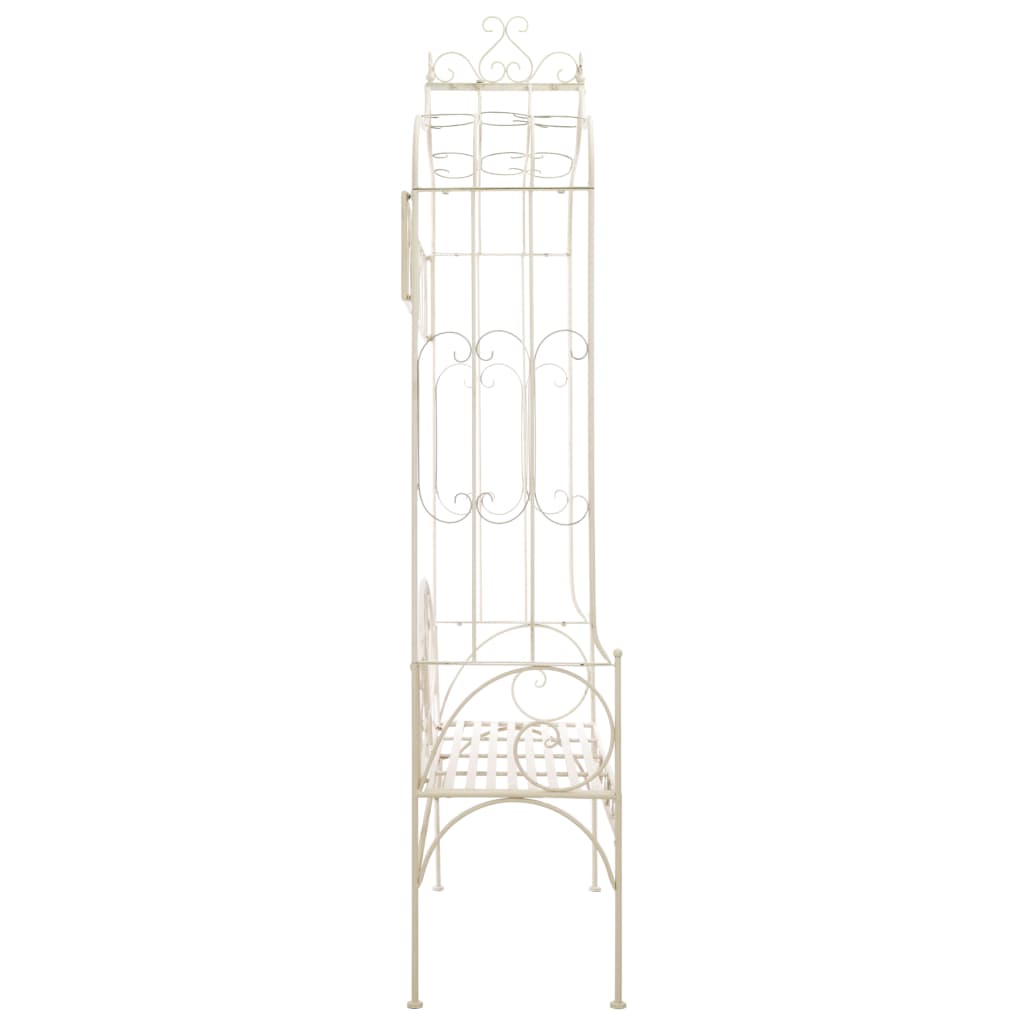 Hagebenk 122 cm jern antikk hvit
