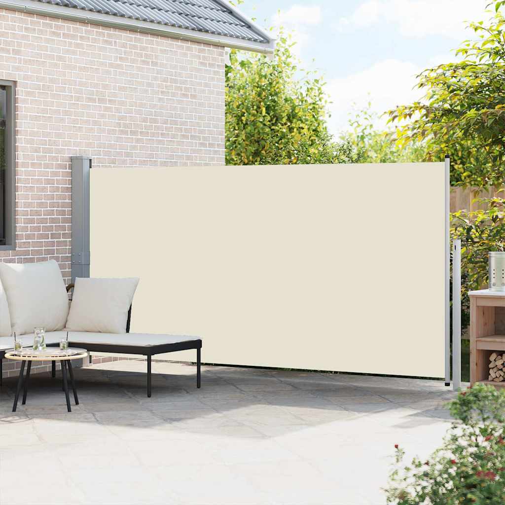Uttrekkbar sidemarkise 160 x 500 cm kremhvit vidaXL