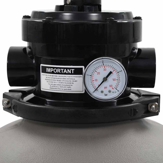 Basseng sandfilter med 4 stillinger ventil grå 350 mm
